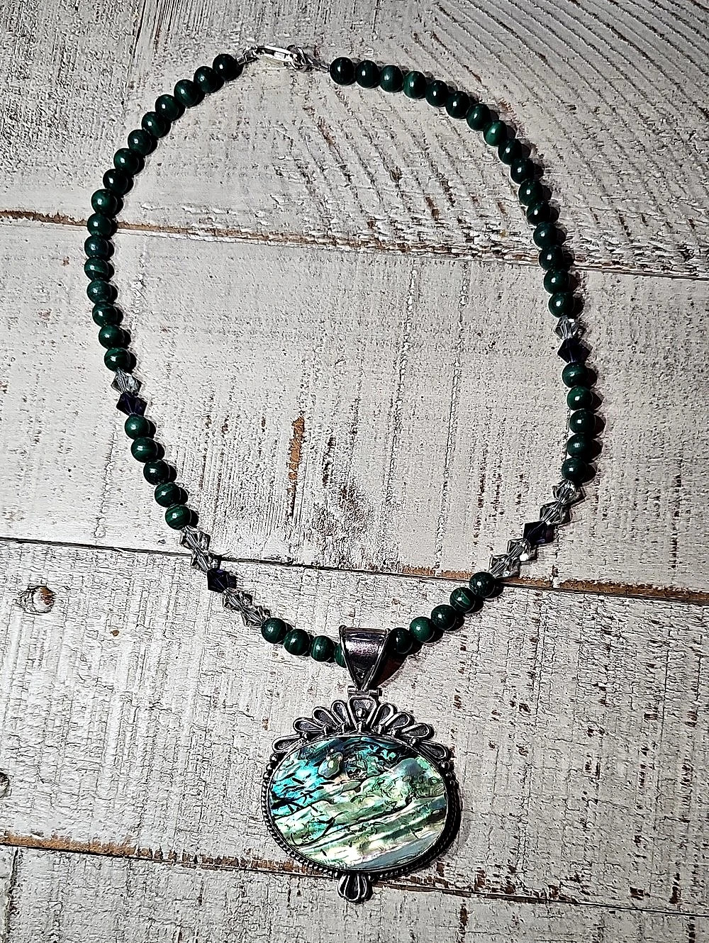 VTG .925 Sterling Silver Abalone Statement Necklace